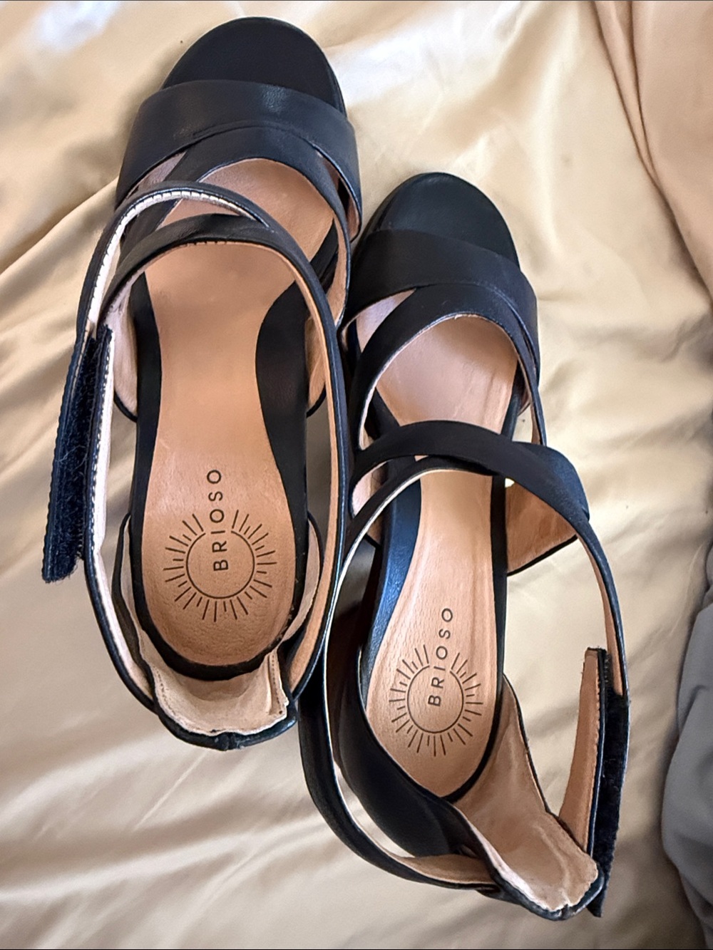 Brioso Black Leather Ankle-Strap Sandals for Women